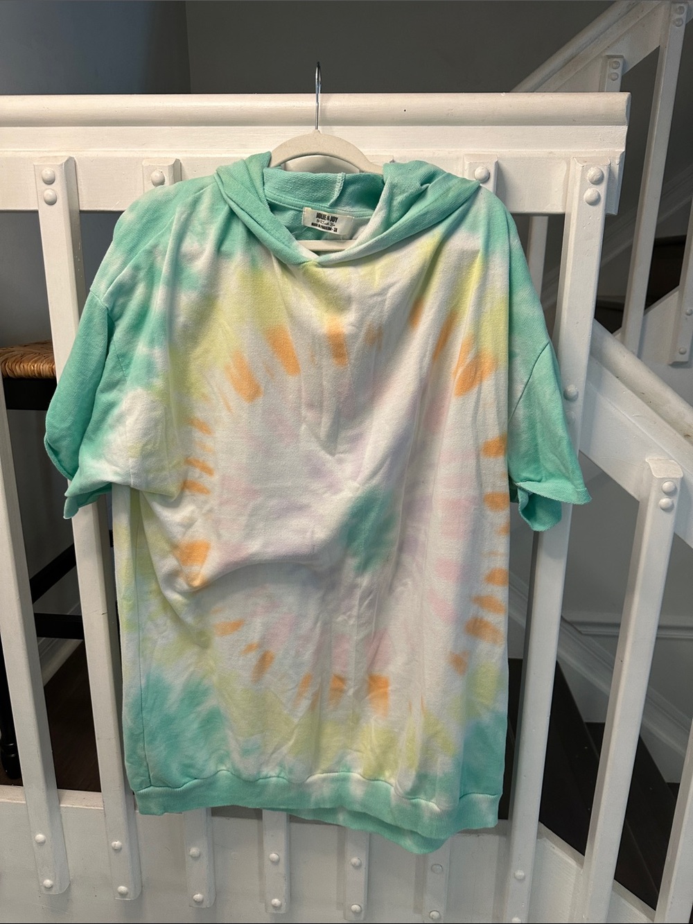 Pastel Tie-Dye Hooded Sweatshirt - Mint & Multicolor